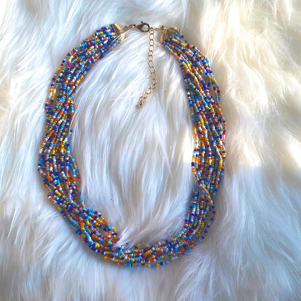 **Multi Colored Small Beaded Multi Roped Necklace*